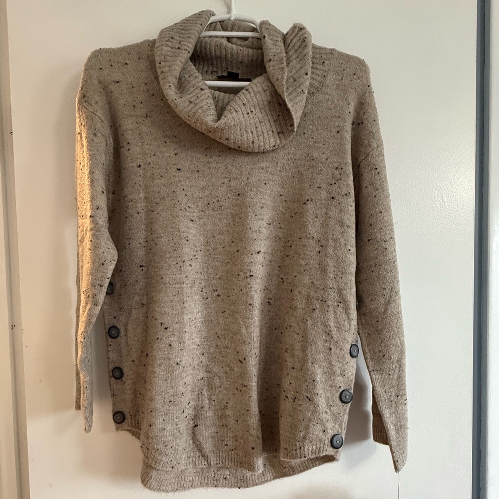 Beige Cowl Neck Sweater - Size Small